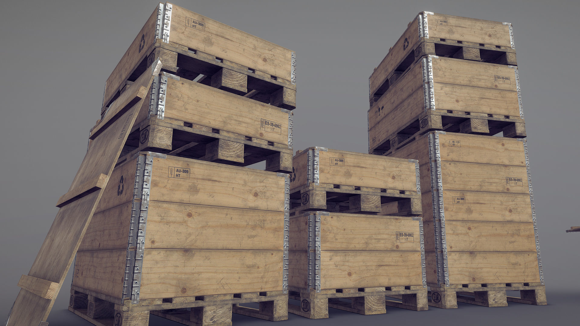 Cargo Wood Pallets Collars Cover EUR EPAL vr-2 Low-poly 3D model_8