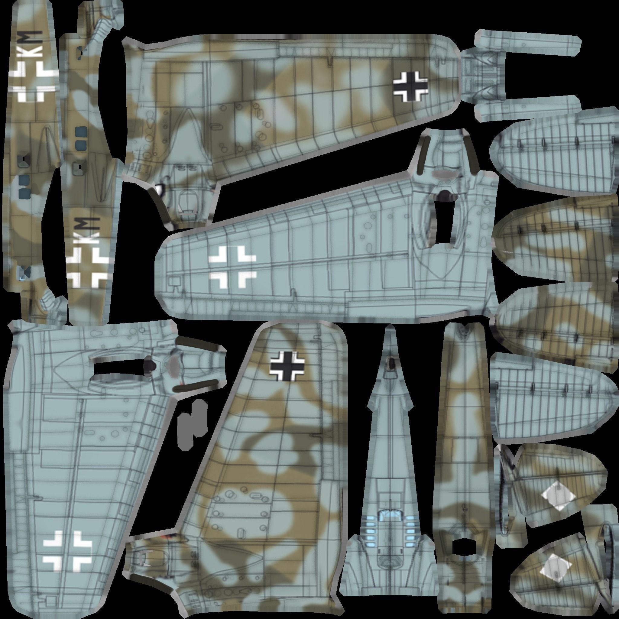 Heinkel He-111 WW2 bomber Low-poly 3D model_18