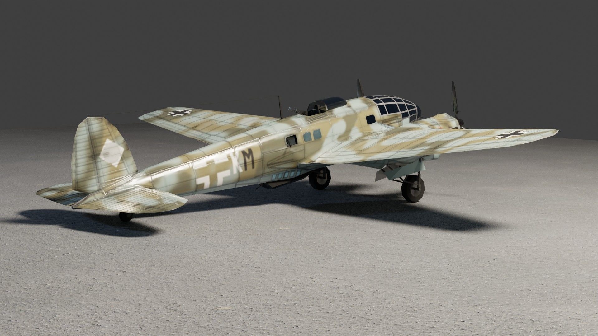Heinkel He-111 WW2 bomber Low-poly 3D model_9