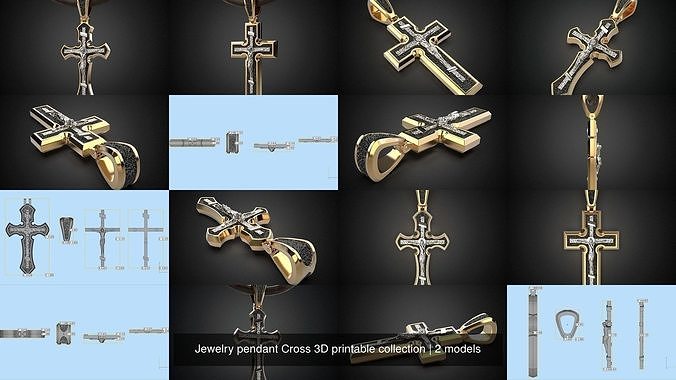 Jewelry pendant Cross 3D printable collection 