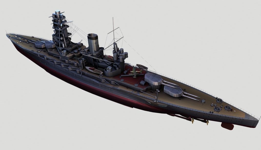 Yamato Battle Ship Low-poly 3D model_12