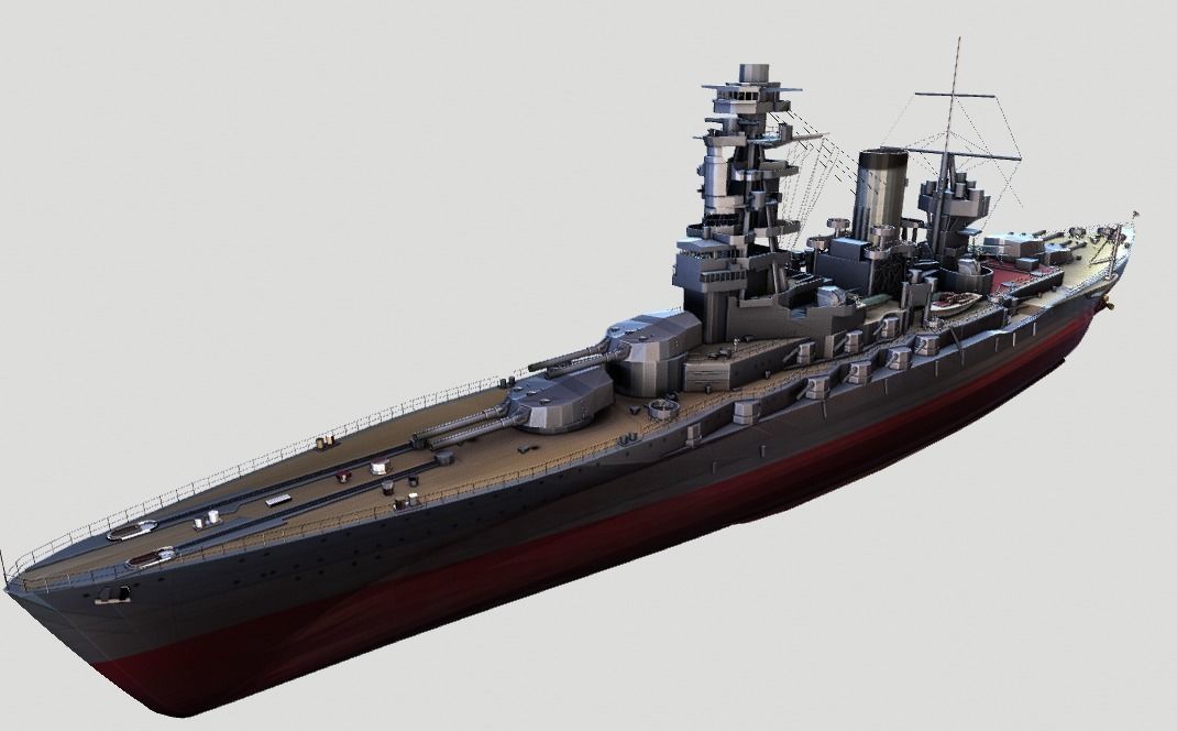 Yamato Battle Ship Low-poly 3D model_13
