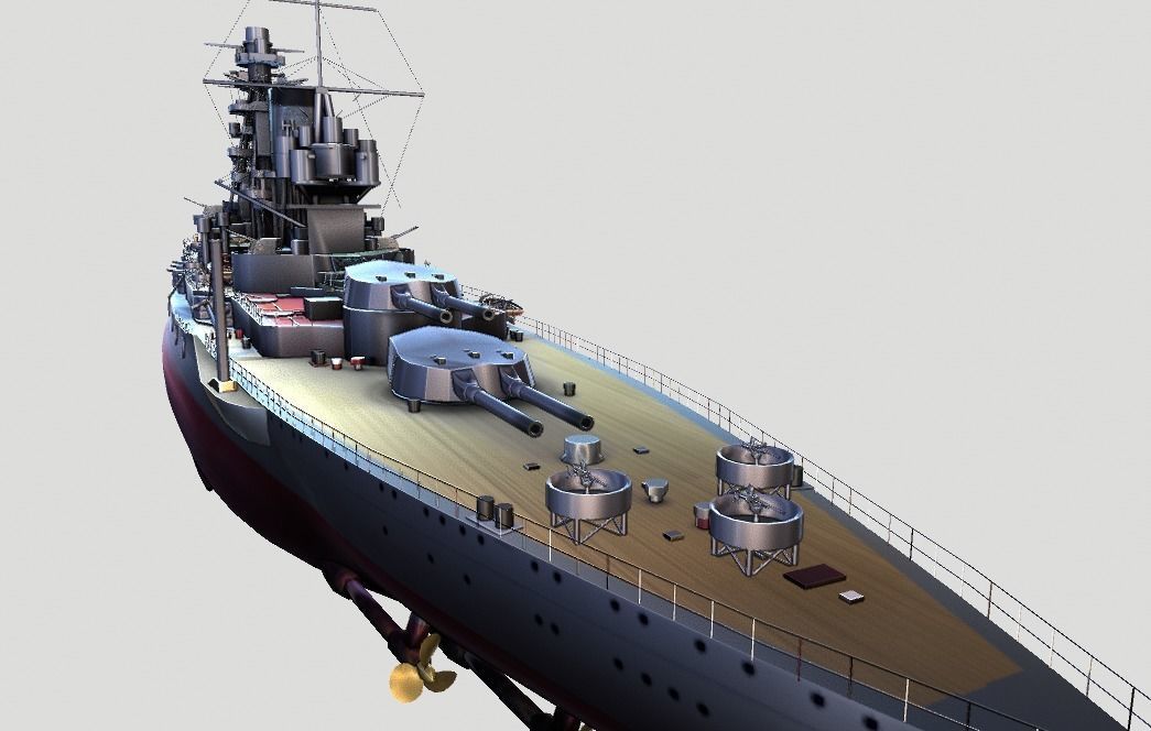 Yamato Battle Ship Low-poly 3D model_2