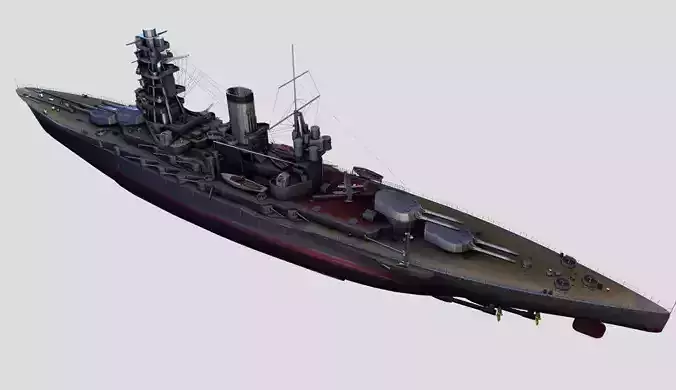 Yamato Battle Ship Low-poly 3D model