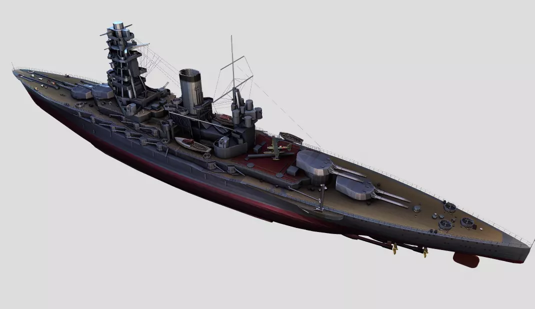Yamato Battle Ship Low-poly 3D model_0