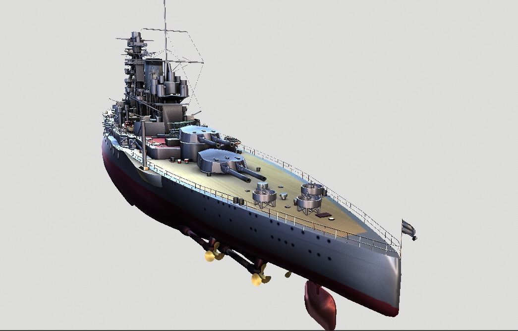 Yamato Battle Ship Low-poly 3D model_15