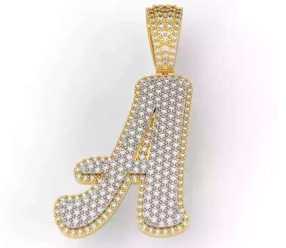 PAVE SETTING LETTER A 3D print model