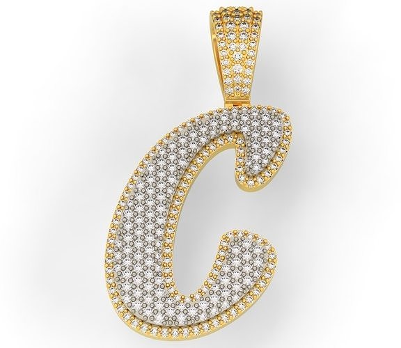 PAVE SETTING LETTER C 3D print model