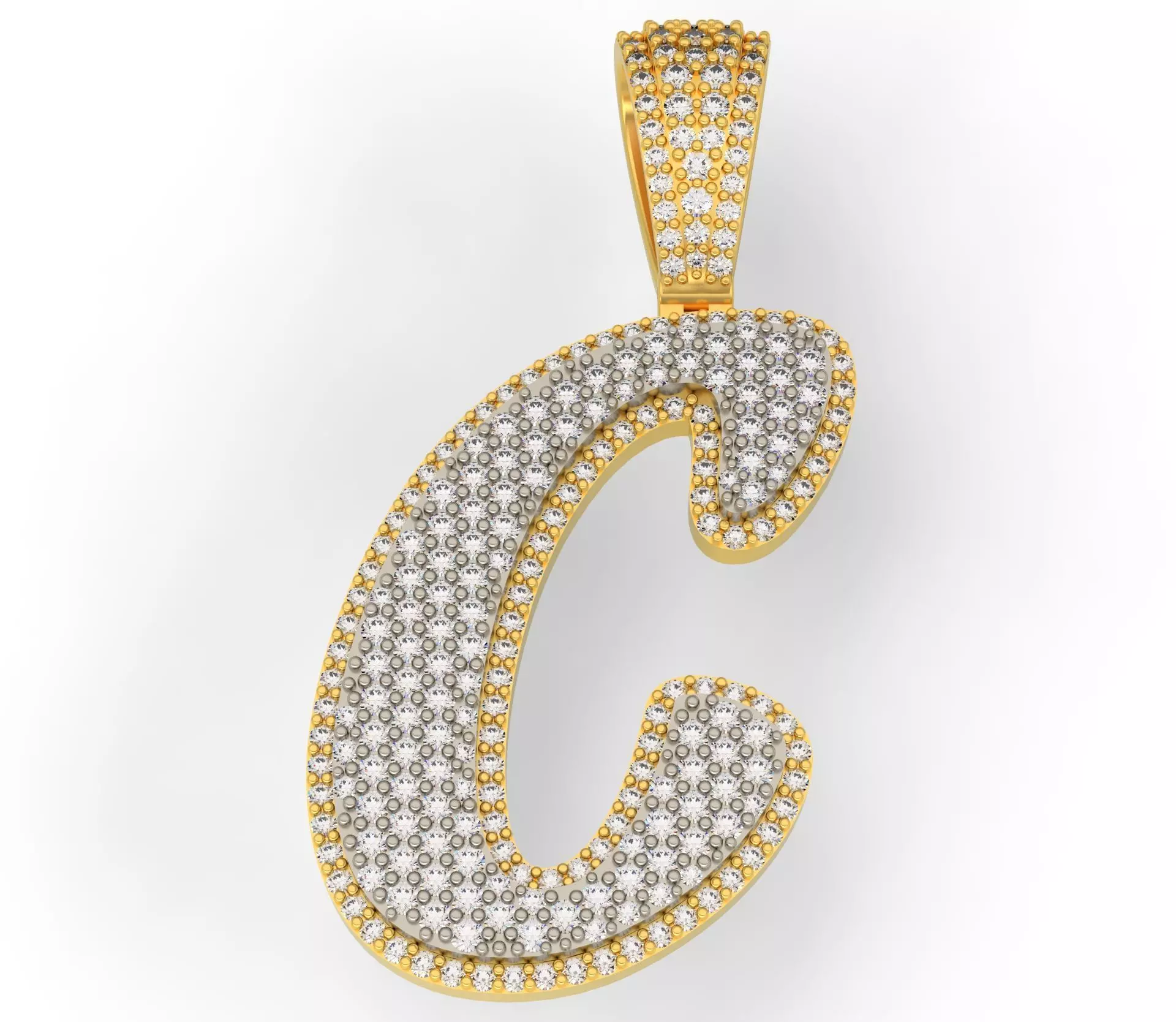 PAVE SETTING LETTER C 3D print model