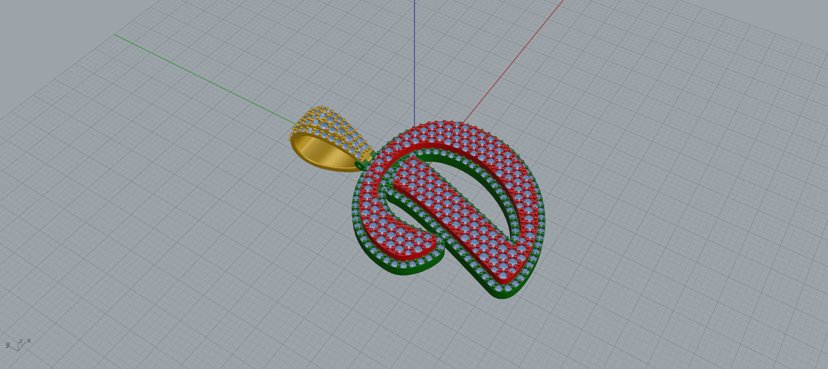PAVE SETTING LETTER D 3D print model_1