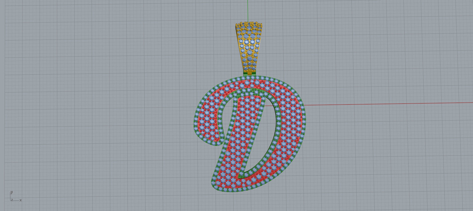 PAVE SETTING LETTER D 3D print model_3