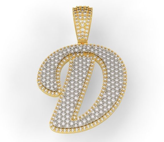 PAVE SETTING LETTER D 3D print model