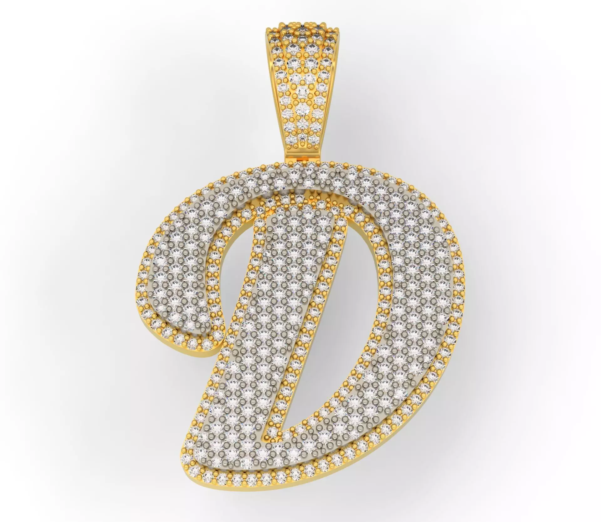 PAVE SETTING LETTER D 3D print model_0