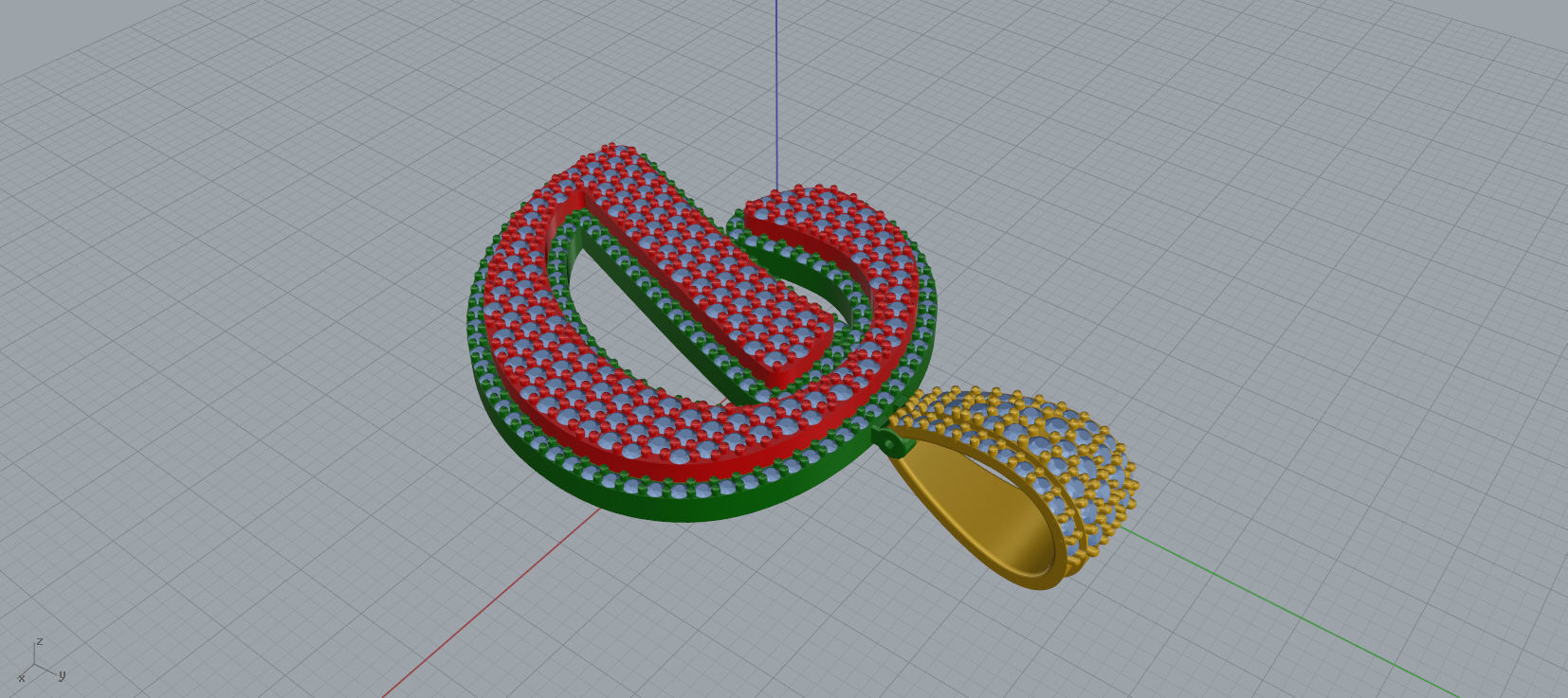 PAVE SETTING LETTER D 3D print model_4
