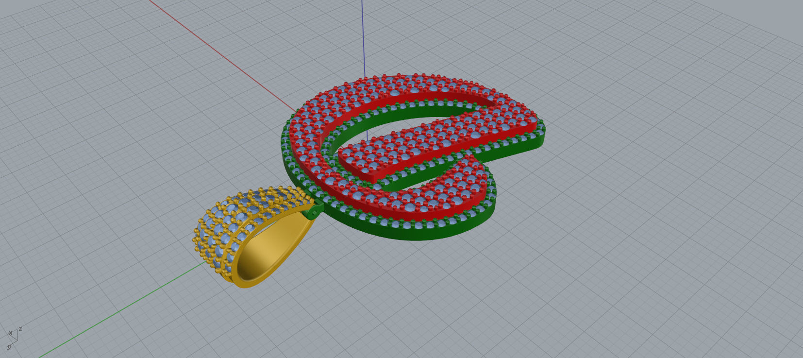 PAVE SETTING LETTER D 3D print model_2