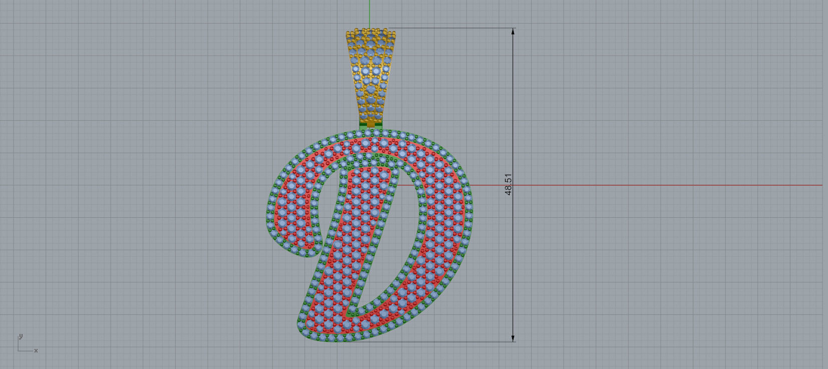 PAVE SETTING LETTER D 3D print model_7
