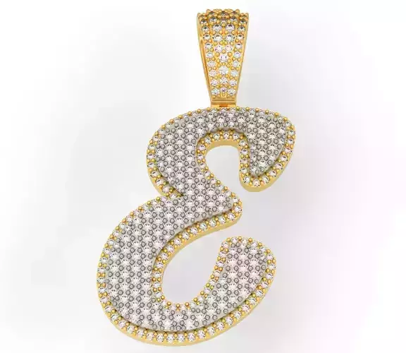 PAVE SETTING LETTER E 3D print model PAVE SETTING LETTER E 3D print model