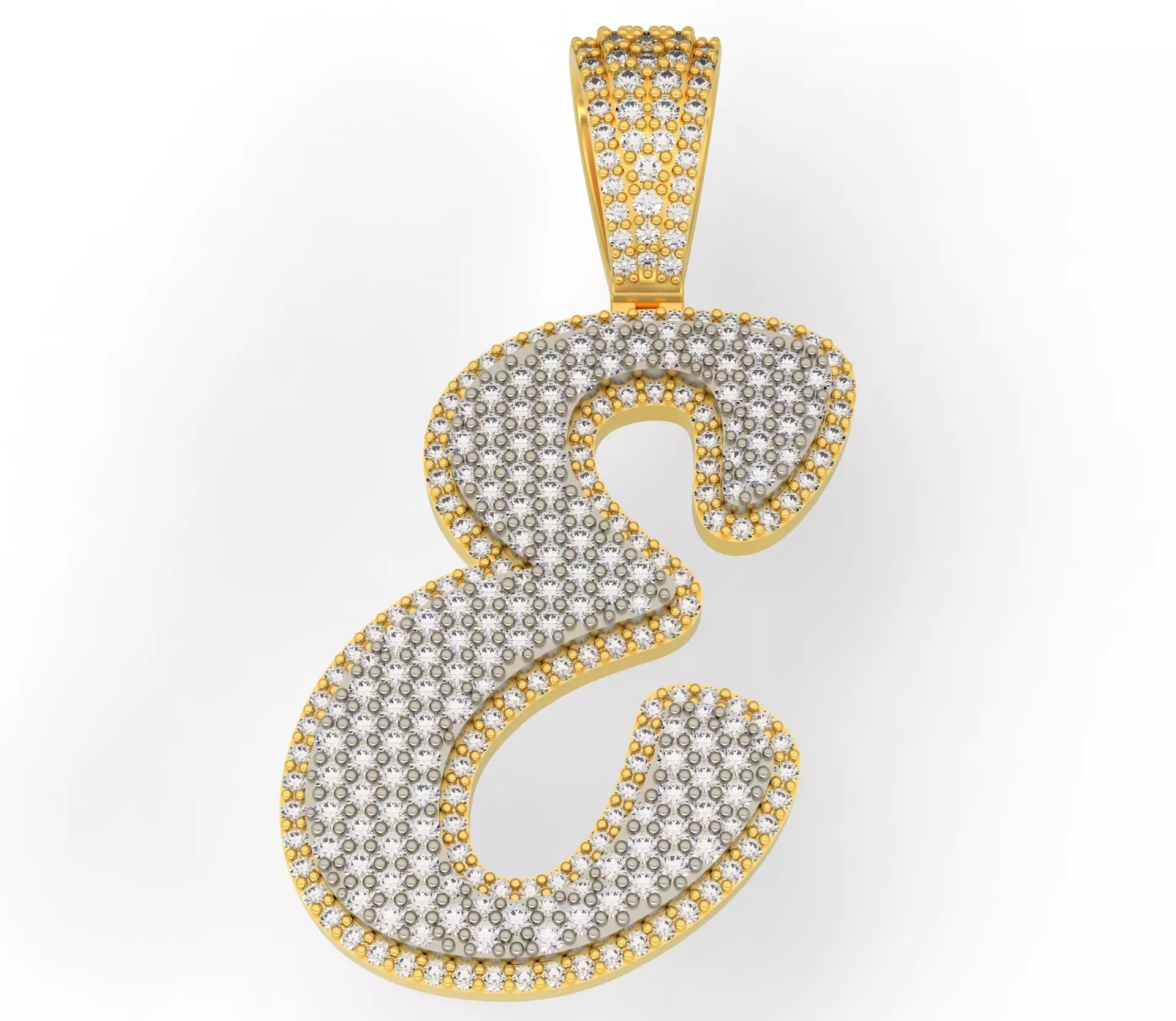 PAVE SETTING LETTER E 3D print model_0