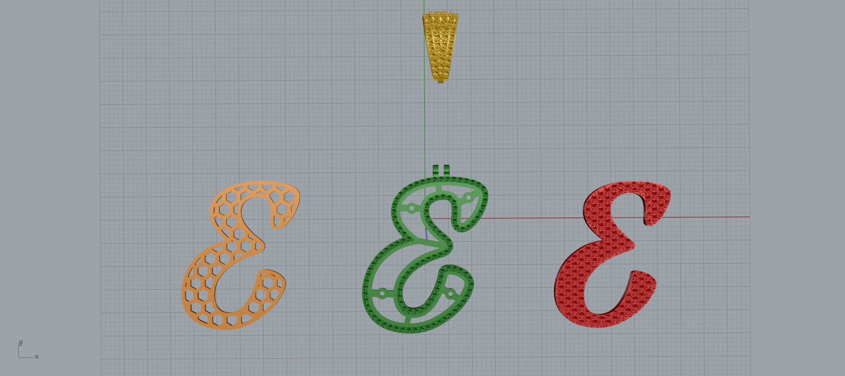 PAVE SETTING LETTER E 3D print model_9