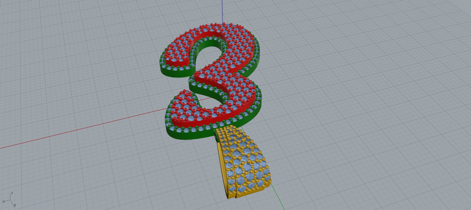 PAVE SETTING LETTER E 3D print model_4