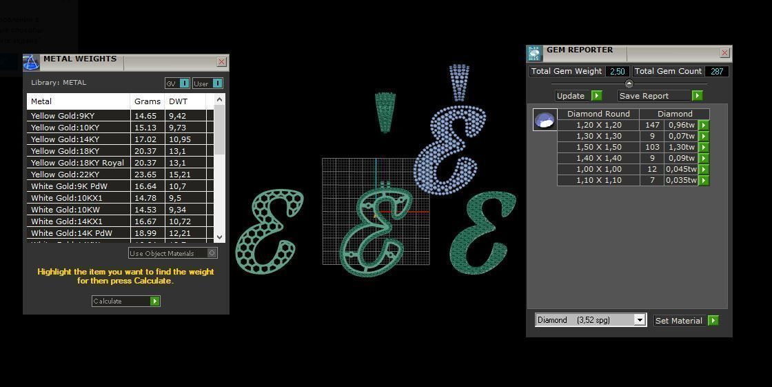 PAVE SETTING LETTER E 3D print model_11