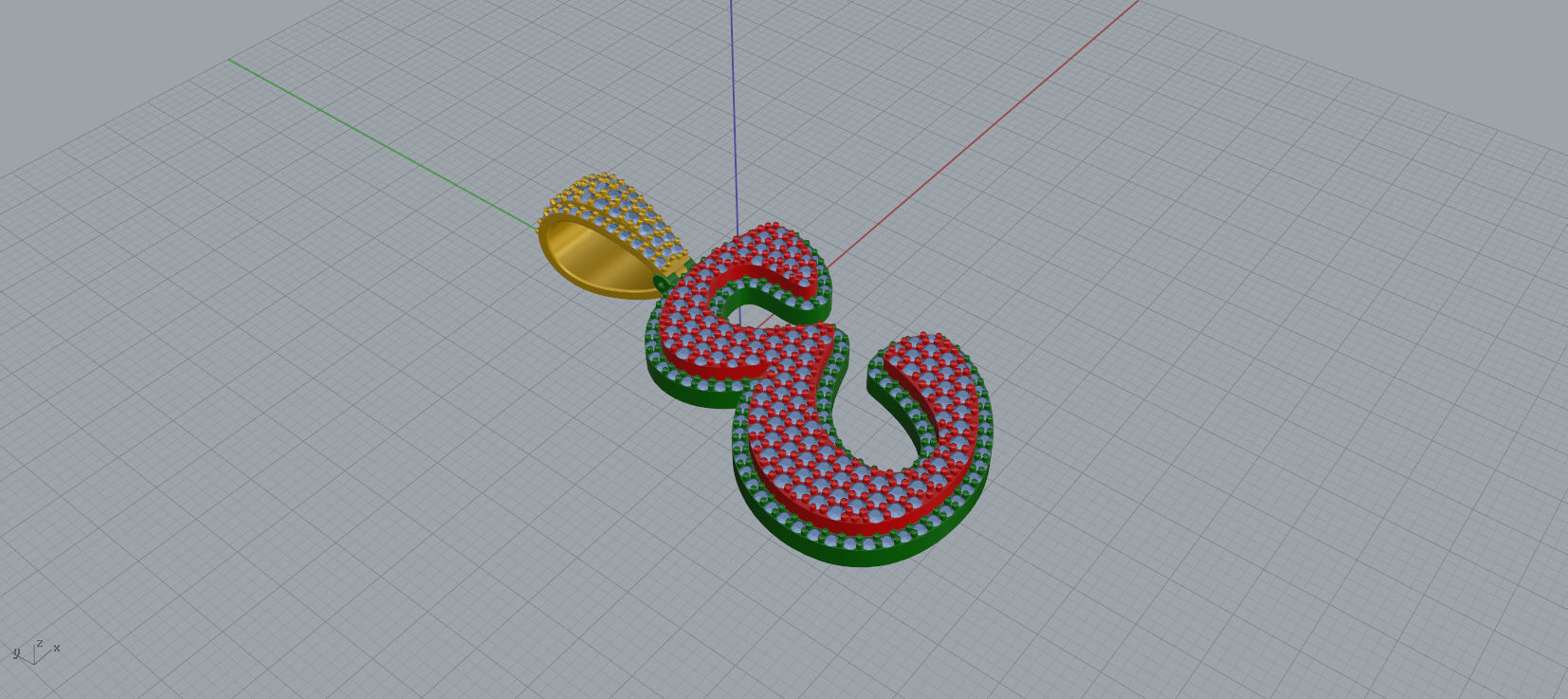 PAVE SETTING LETTER E 3D print model_2