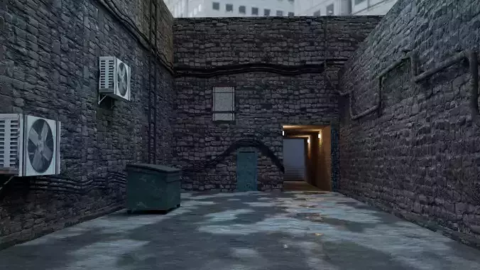 Alley alleyway with air conditioners