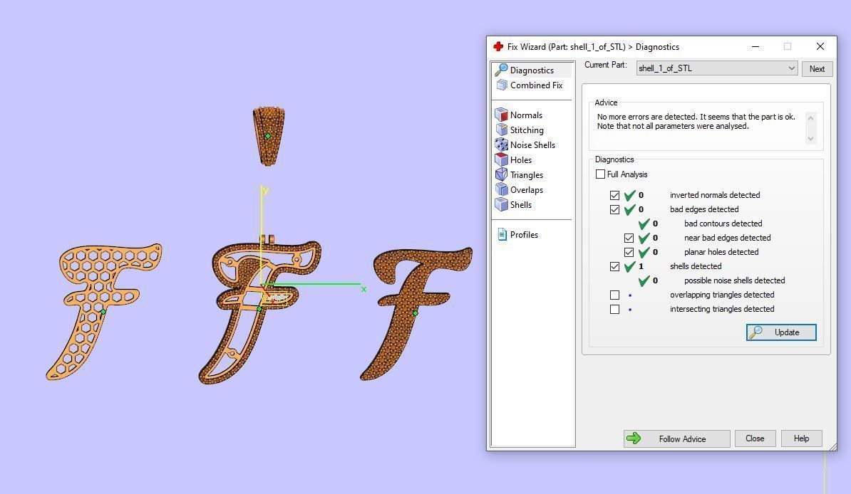 PAVE SETTING LETTER F 3D print model_9
