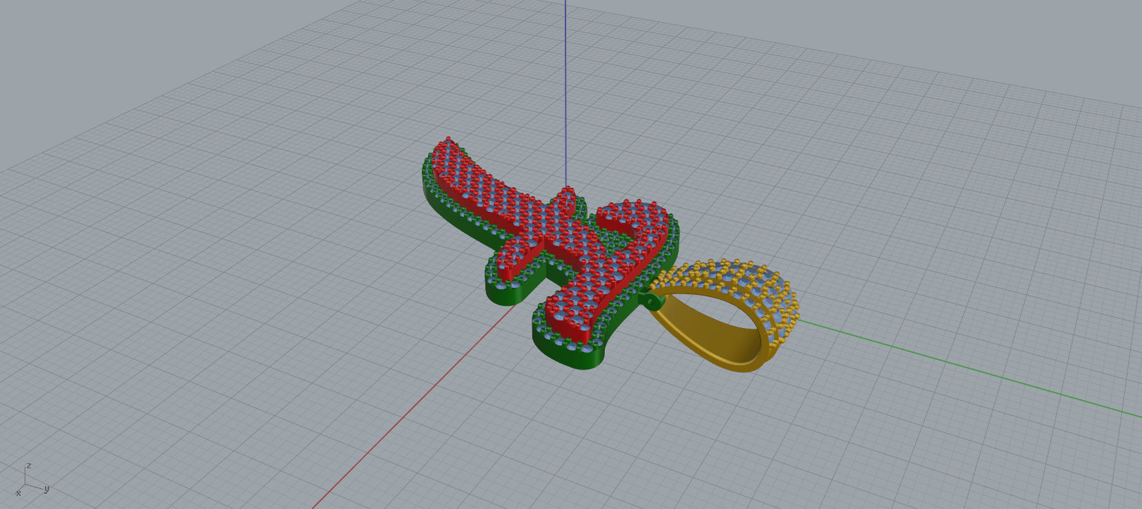 PAVE SETTING LETTER F 3D print model_3