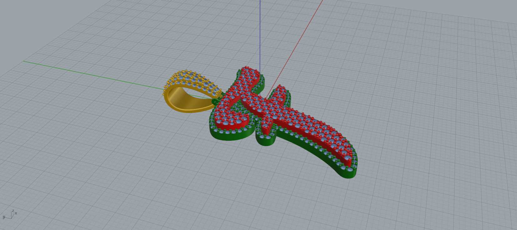 PAVE SETTING LETTER F 3D print model_6