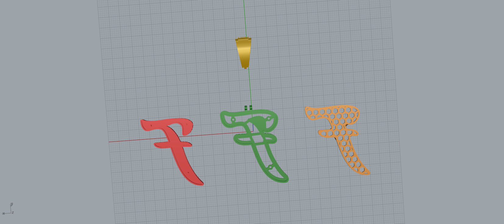 PAVE SETTING LETTER F 3D print model_5