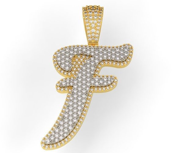 PAVE SETTING LETTER F 3D print model