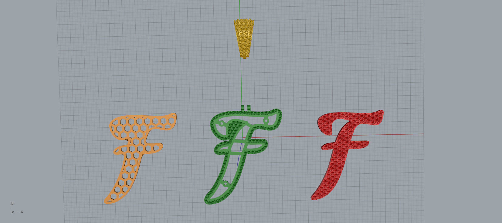 PAVE SETTING LETTER F 3D print model_8