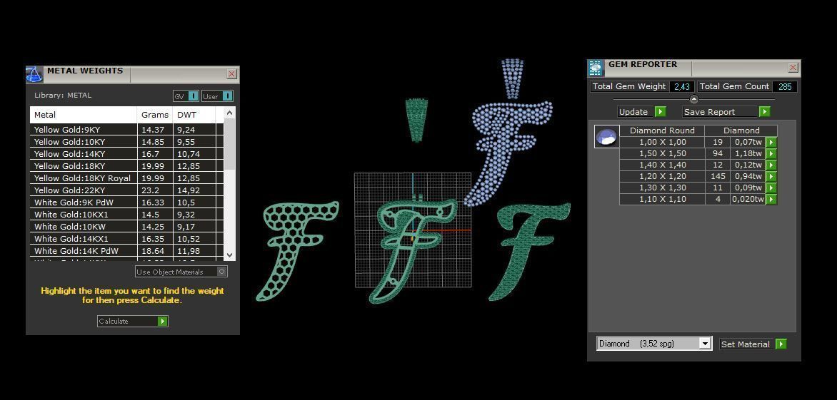 PAVE SETTING LETTER F 3D print model_10