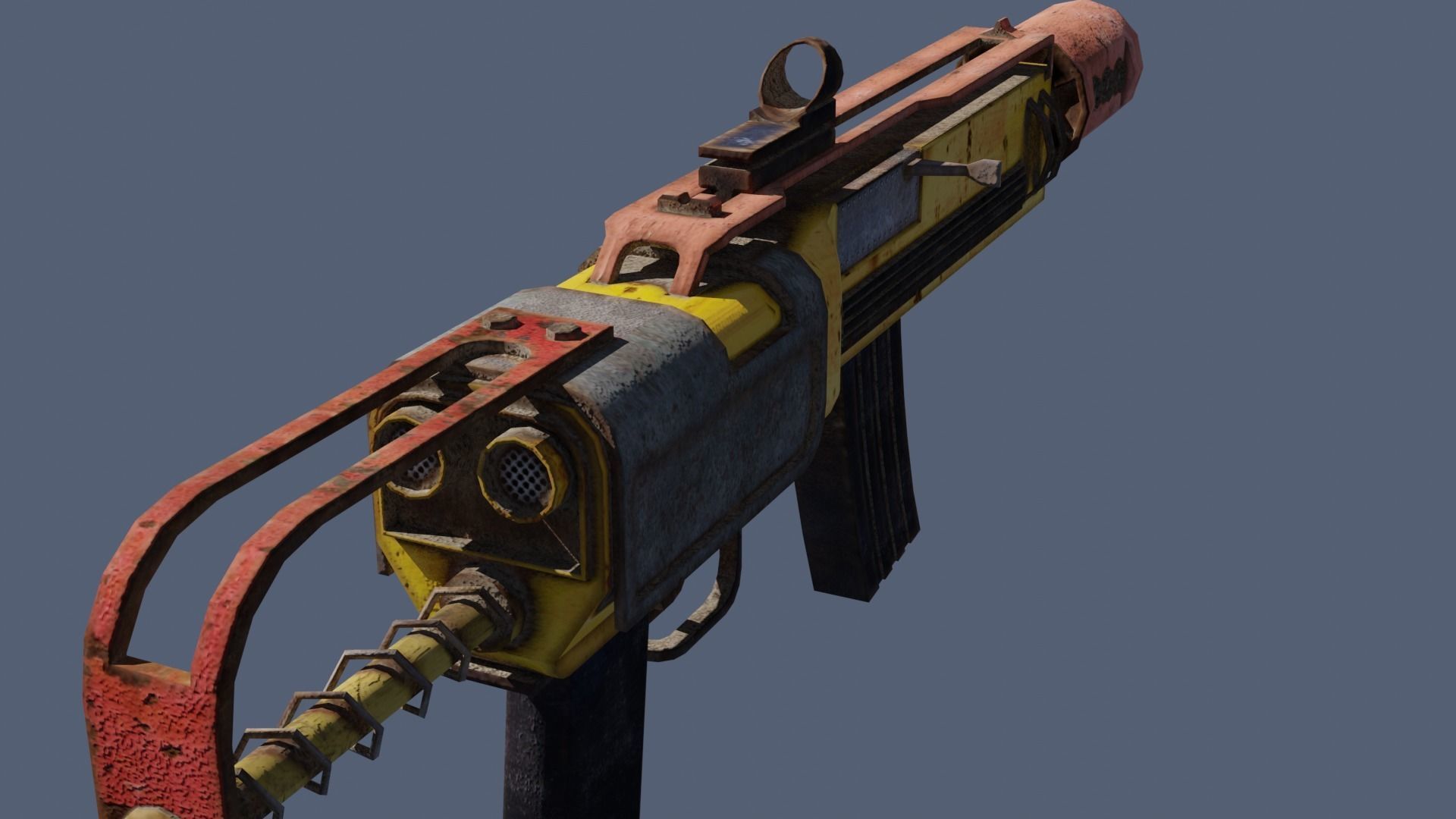 Gun - Weapon - Apocalyptic - SMG - Rifle - Rust - Old Low-poly 3D model_2