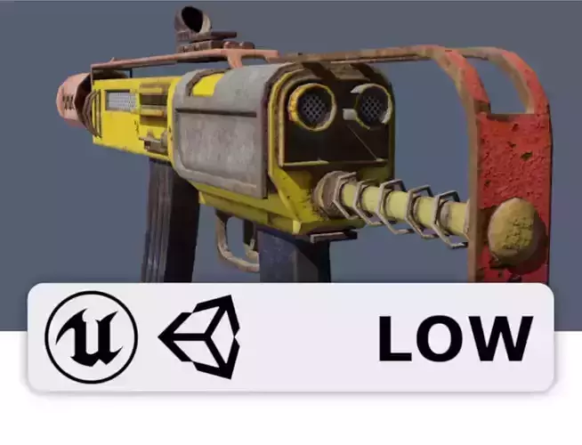 Gun - Weapon - Apocalyptic - SMG - Rifle - Rust - Old Low-poly 3D model