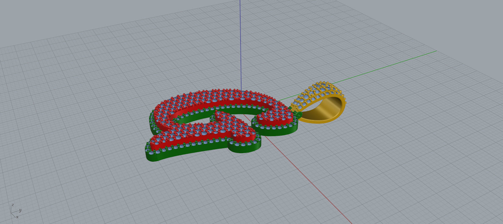 PAVE SETTING LETTER G 3D print model_6