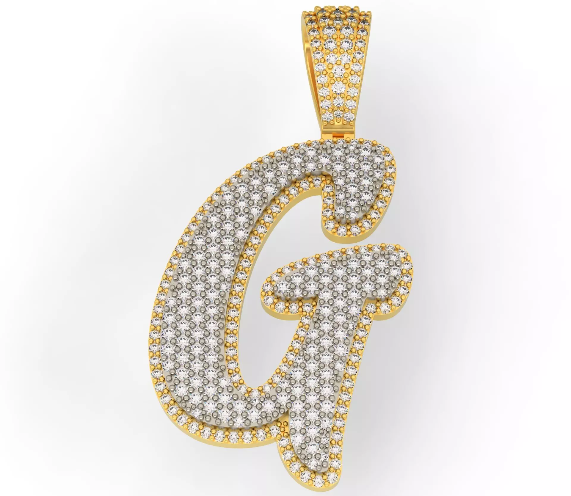 PAVE SETTING LETTER G 3D print model_0