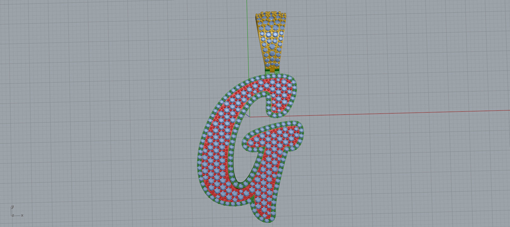 PAVE SETTING LETTER G 3D print model_1