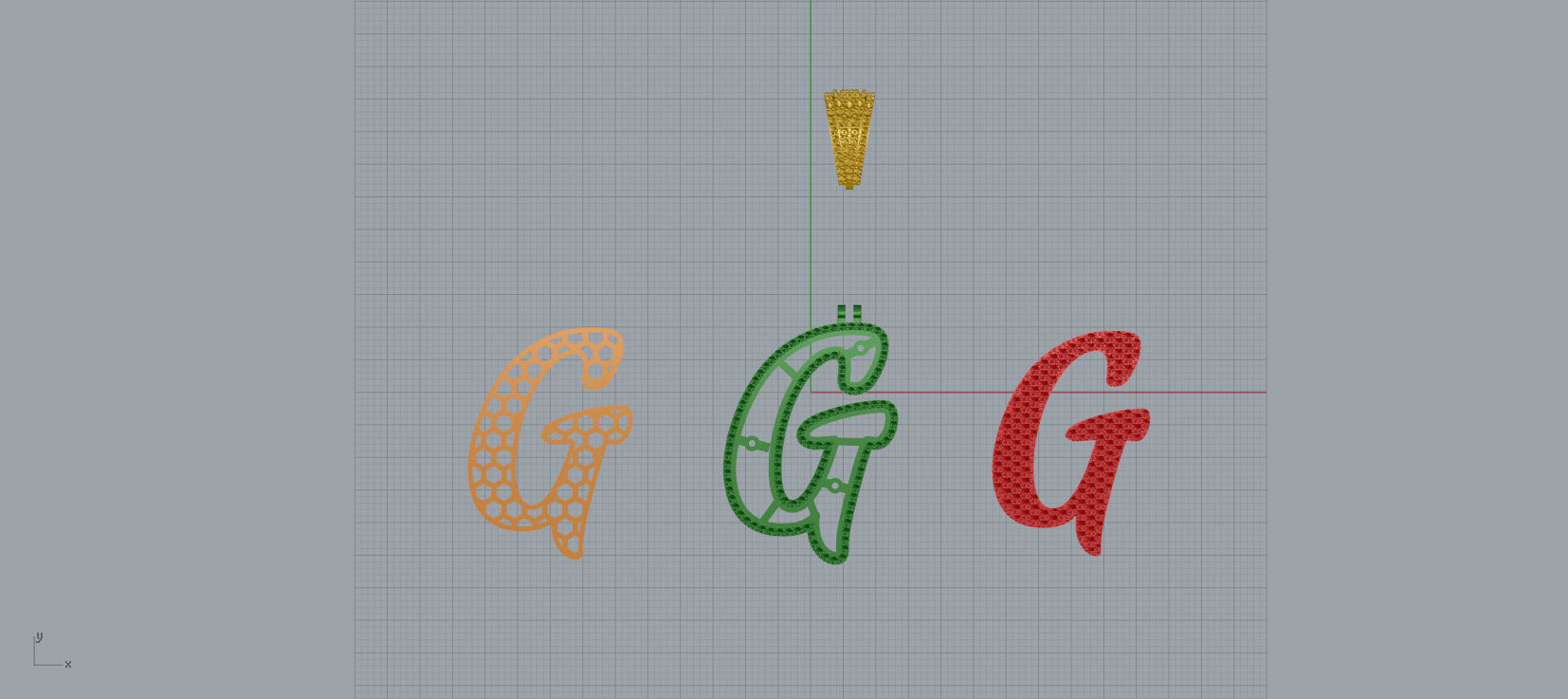 PAVE SETTING LETTER G 3D print model_9