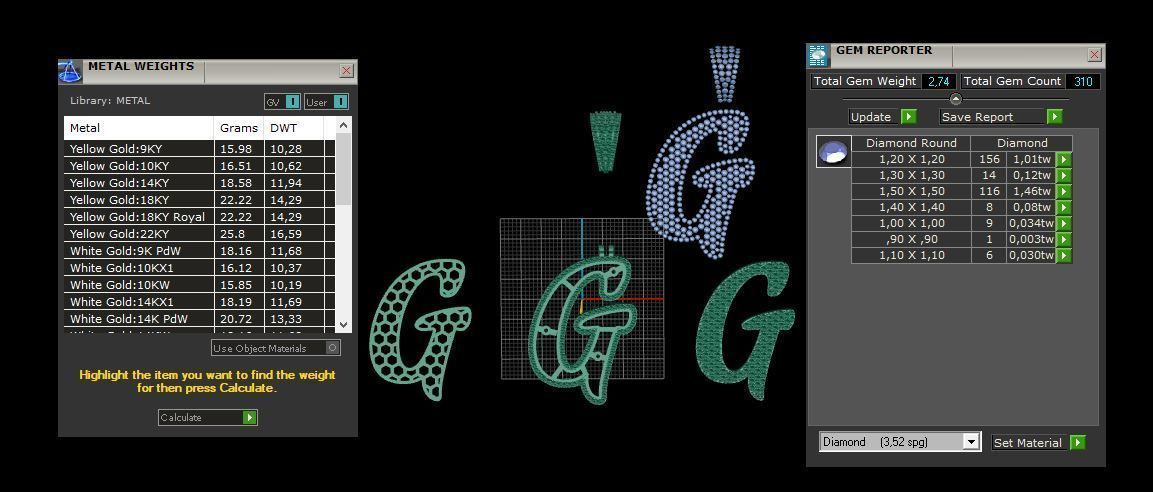 PAVE SETTING LETTER G 3D print model_10