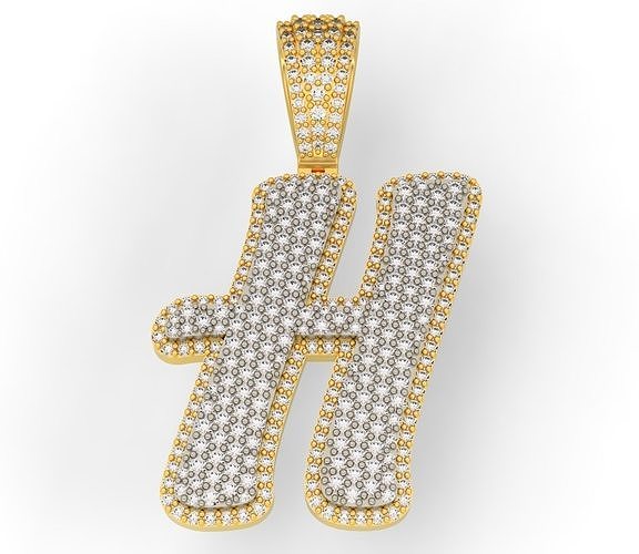 PAVE SETTING LETTER H 3D print model