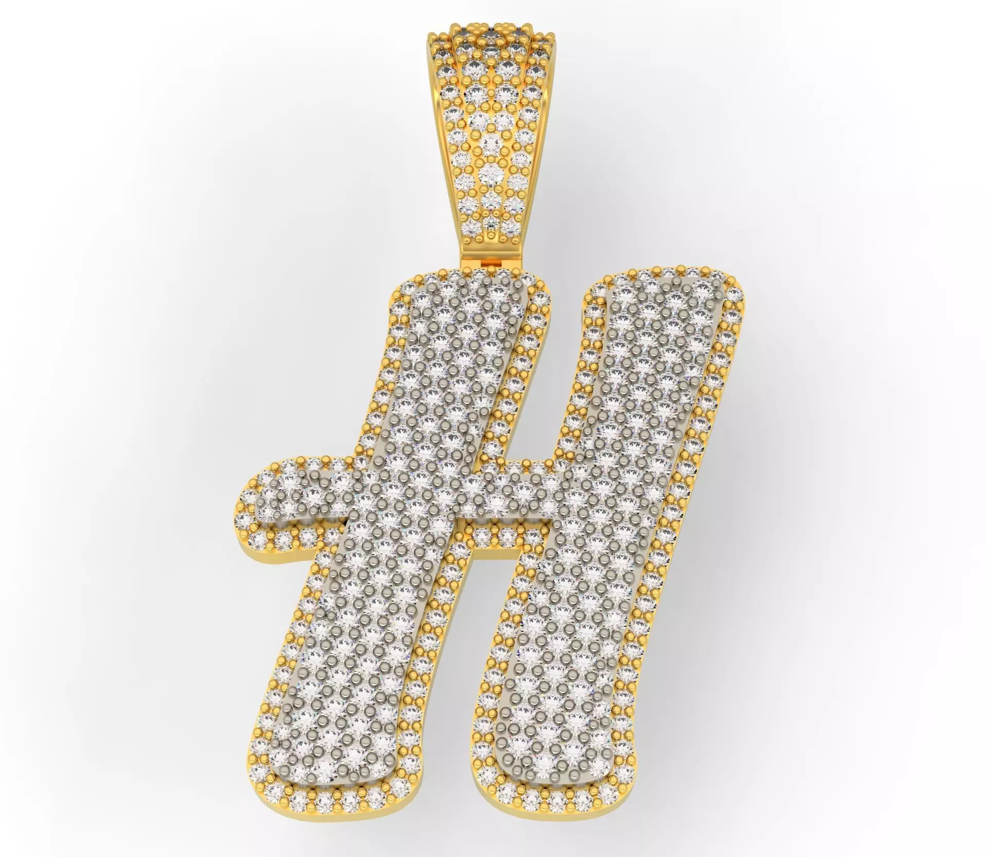PAVE SETTING LETTER H 3D print model