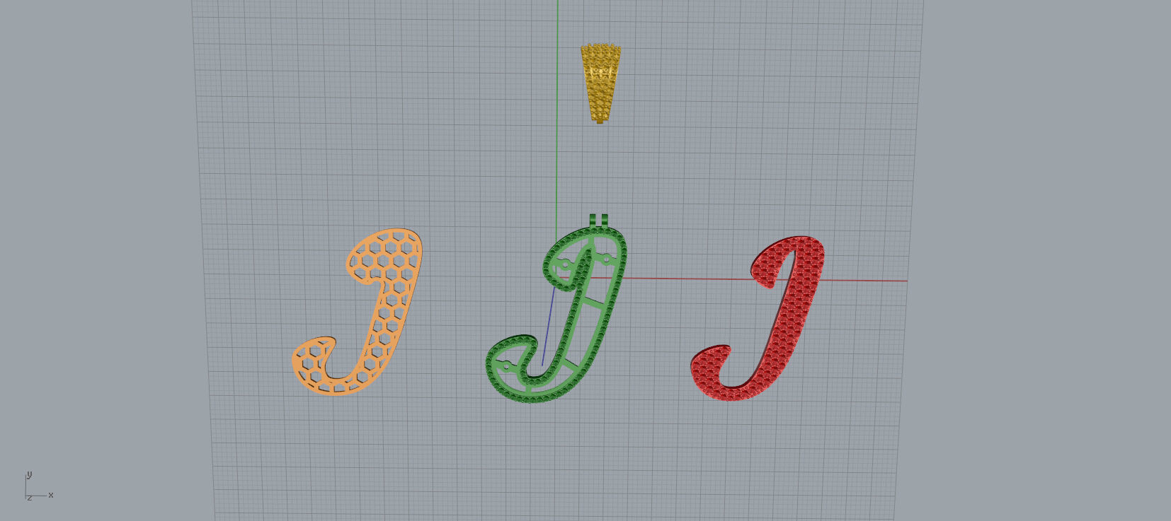 PAVE SETTING LETTER J 3D print model_9