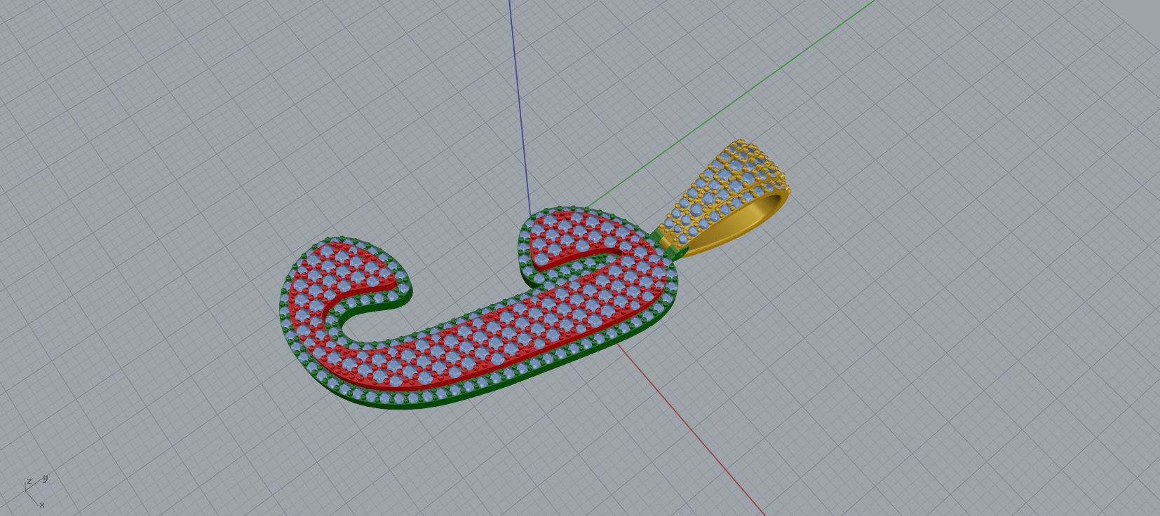 PAVE SETTING LETTER J 3D print model_2