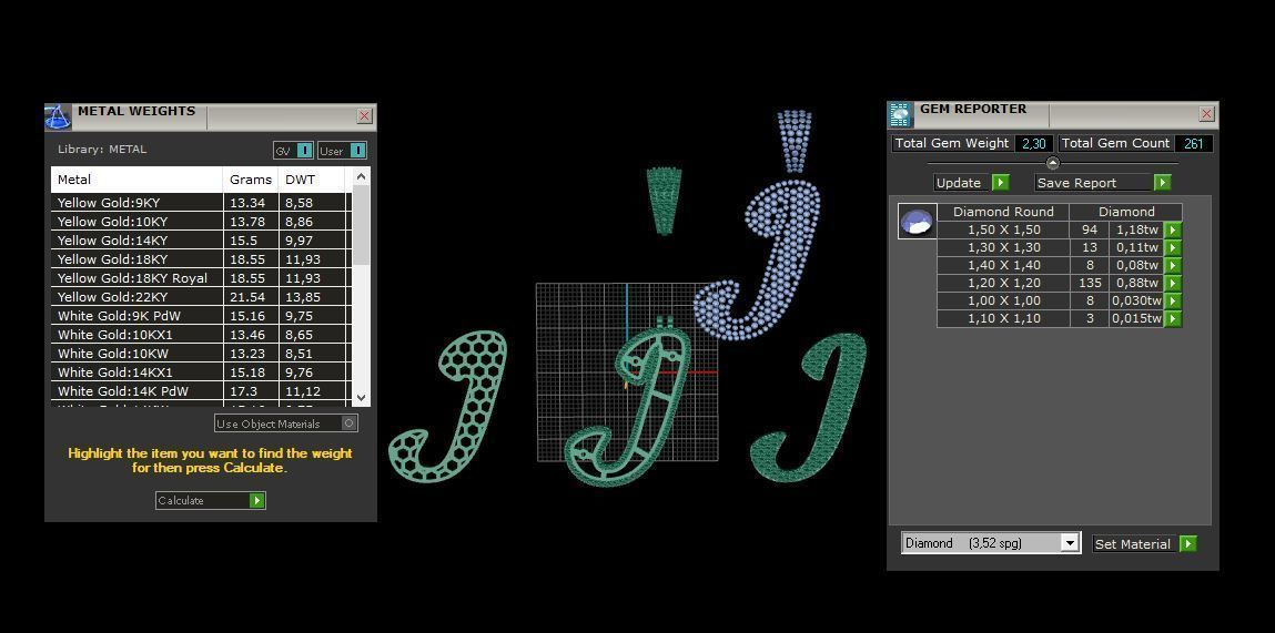 PAVE SETTING LETTER J 3D print model_11