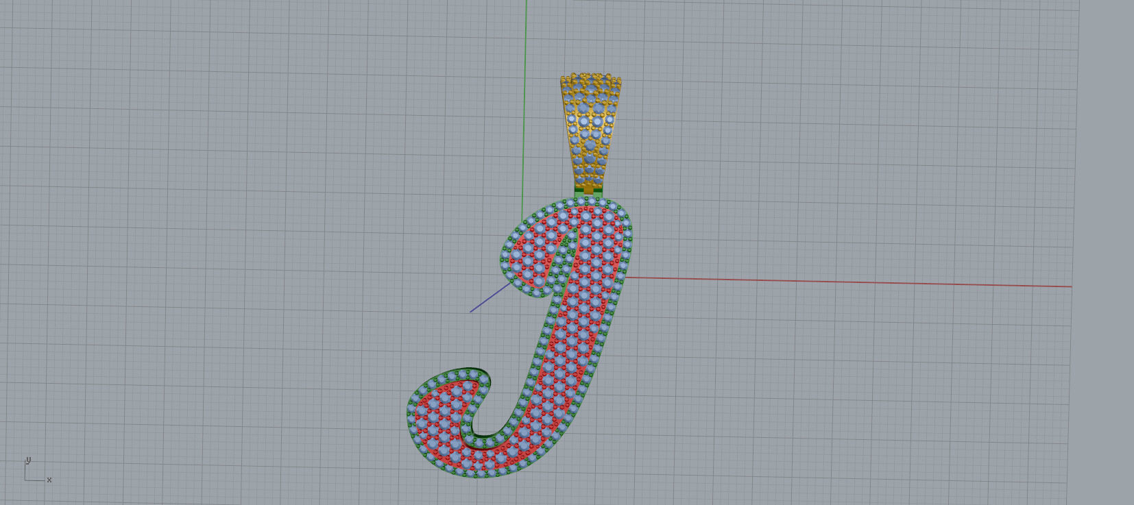 PAVE SETTING LETTER J 3D print model_1