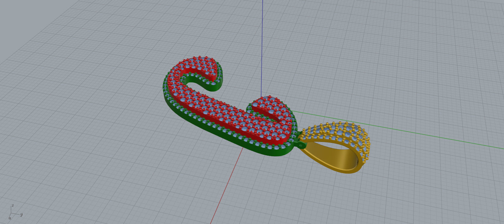 PAVE SETTING LETTER J 3D print model_3