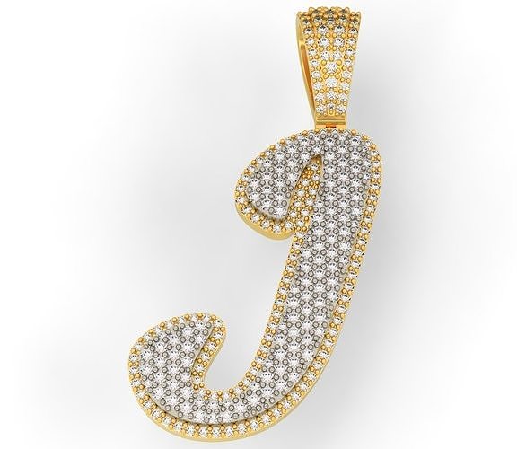 PAVE SETTING LETTER J 3D print model