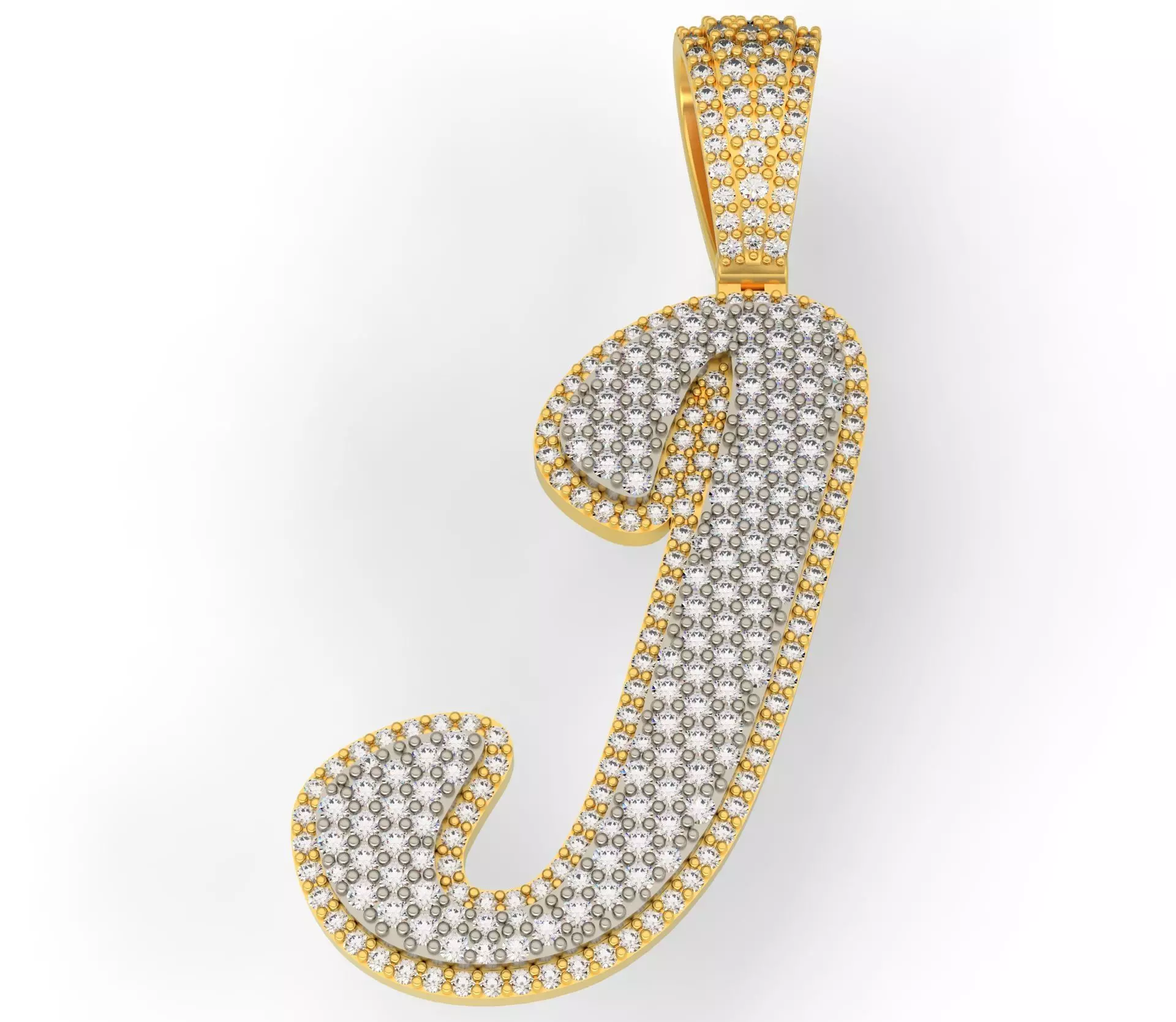 PAVE SETTING LETTER J 3D print model_0